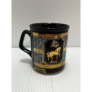 22k Gold By Culver Coffee Cup Six Flags Texas Mug Blue With Handle Vintage‎ 4"